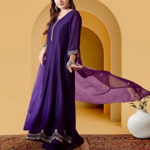 amazon brand tavasya women vichitra zari sequence embroide kurta with pant and dupatta|kurta set|ethnic wear|salwar suit|3 piece set